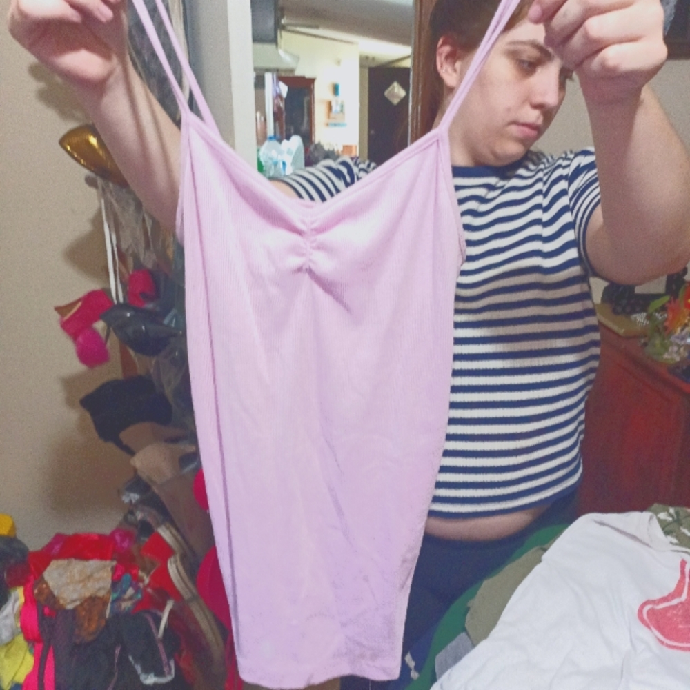 Pink thin strap tank